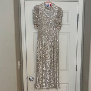 H&M Puff-Sleeved Sequined Dress